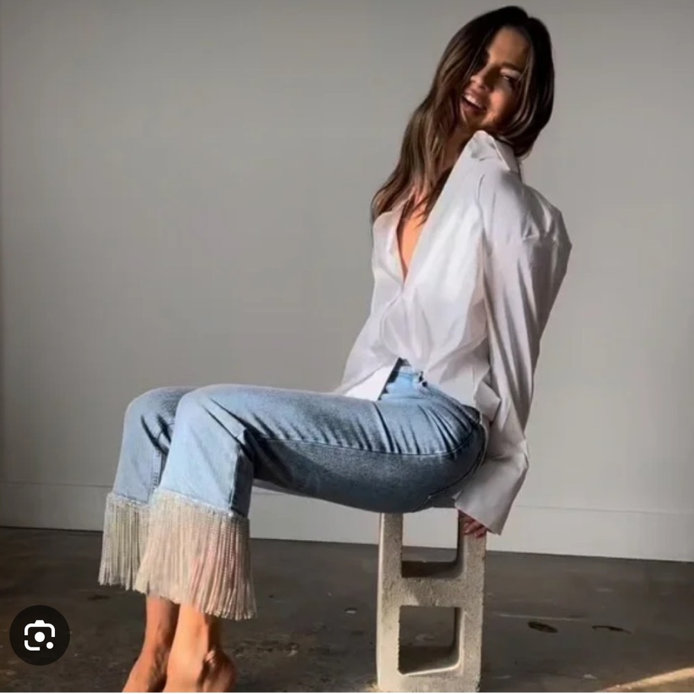 Alice + Olivia Amazing Embellished High Rise Boyfriend Jeans